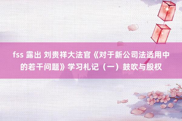 fss 露出 刘贵祥大法官《对于新公司法适用中的若干问题》学习札记（一）鼓吹与股权