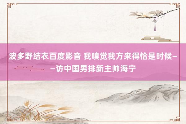 波多野结衣百度影音 我嗅觉我方来得恰是时候——访中国男排新主帅海宁