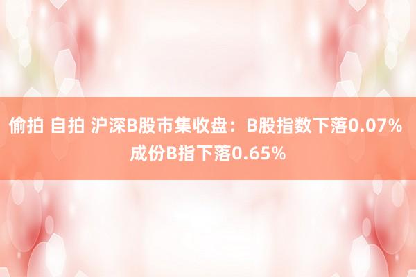 偷拍 自拍 沪深B股市集收盘：B股指数下落0.07% 成份B指下落0.65%