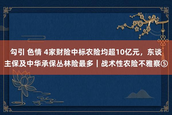 勾引 色情 4家财险中标农险均超10亿元，东谈主保及中华承保丛林险最多｜战术性农险不雅察⑤