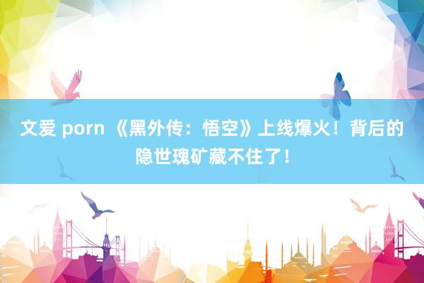 文爱 porn 《黑外传：悟空》上线爆火！背后的隐世瑰矿藏不住了！