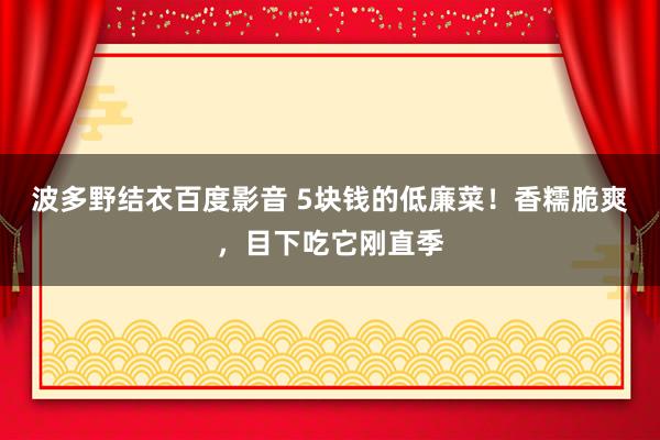 波多野结衣百度影音 5块钱的低廉菜！香糯脆爽，目下吃它刚直季