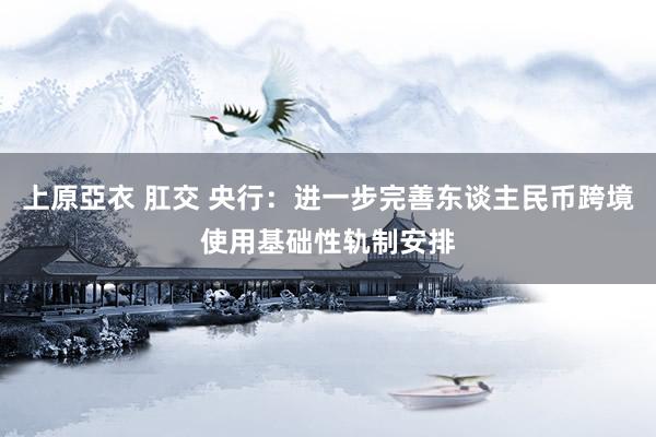 上原亞衣 肛交 央行：进一步完善东谈主民币跨境使用基础性轨制安排