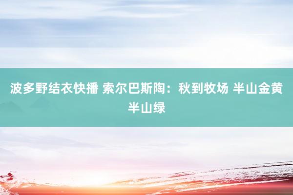 波多野结衣快播 索尔巴斯陶：秋到牧场 半山金黄半山绿