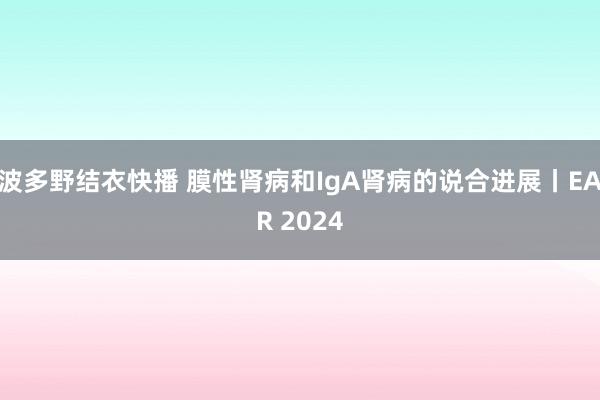 波多野结衣快播 膜性肾病和IgA肾病的说合进展丨EAR 2024