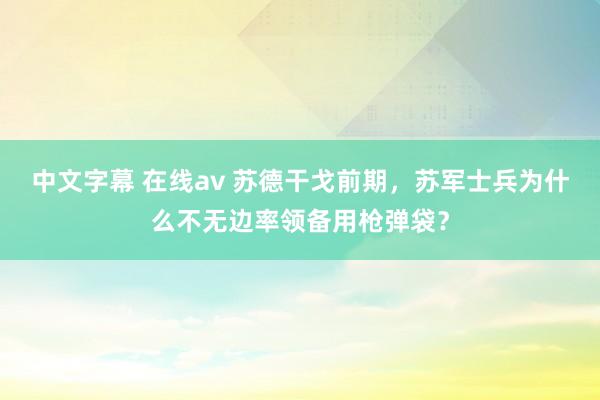 中文字幕 在线av 苏德干戈前期，苏军士兵为什么不无边率领备用枪弹袋？