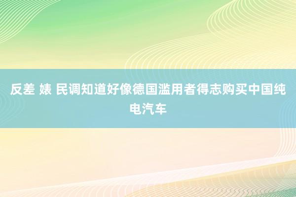 反差 婊 民调知道好像德国滥用者得志购买中国纯电汽车