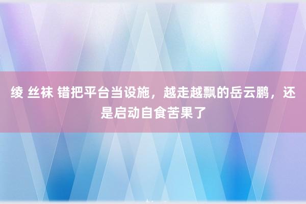 绫 丝袜 错把平台当设施，越走越飘的岳云鹏，还是启动自食苦果了