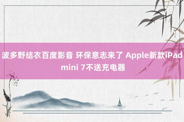 波多野结衣百度影音 环保意志来了 Apple新款iPad mini 7不送充电器