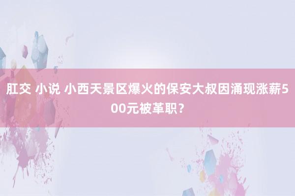 肛交 小说 小西天景区爆火的保安大叔因涌现涨薪500元被革职？