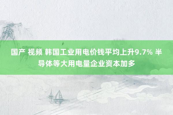 国产 视频 韩国工业用电价钱平均上升9.7% 半导体等大用电量企业资本加多