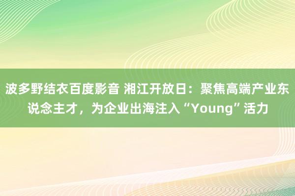 波多野结衣百度影音 湘江开放日：聚焦高端产业东说念主才，为企业出海注入“Young”活力