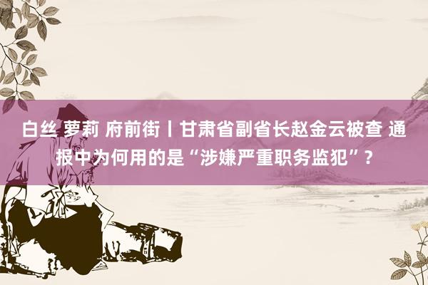 白丝 萝莉 府前街丨甘肃省副省长赵金云被查 通报中为何用的是“涉嫌严重职务监犯”？