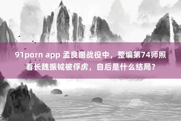 91porn app 孟良崮战役中，整编第74师照看长魏振钺被俘虏，自后是什么结局？