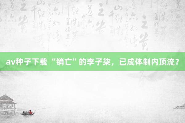 av种子下载 “销亡”的李子柒，已成体制内顶流？