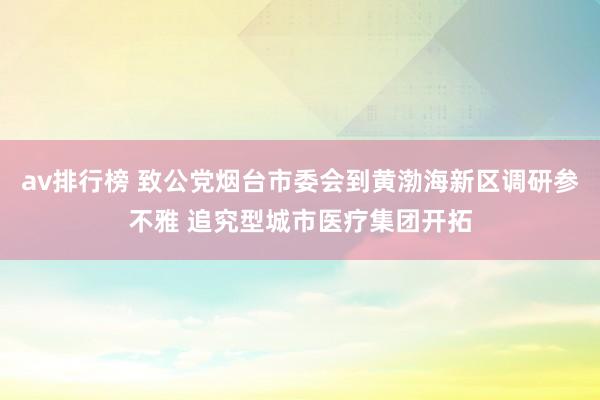 av排行榜 致公党烟台市委会到黄渤海新区调研参不雅 追究型城市医疗集团开拓