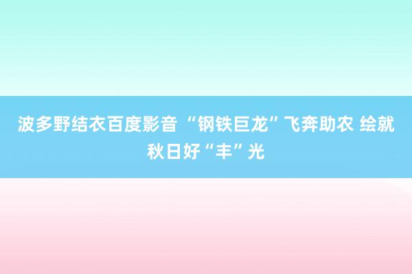 波多野结衣百度影音 “钢铁巨龙”飞奔助农 绘就秋日好“丰”光