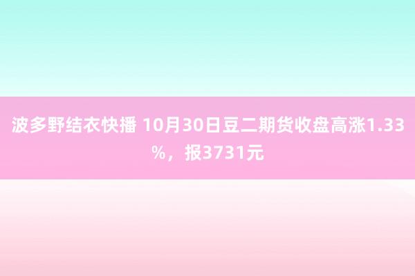 波多野结衣快播 10月30日豆二期货收盘高涨1.33%，报3731元