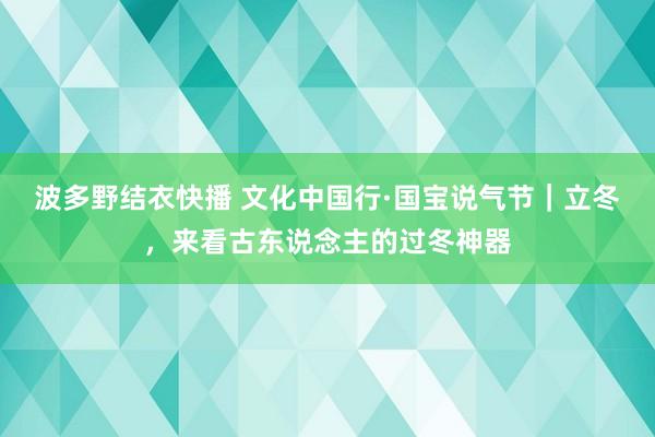 波多野结衣快播 文化中国行·国宝说气节｜立冬，来看古东说念主的过冬神器