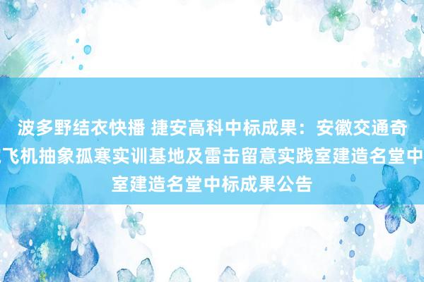 波多野结衣快播 捷安高科中标成果：安徽交通奇迹时间学院飞机抽象孤寒实训基地及雷击留意实践室建造名堂中标成果公告