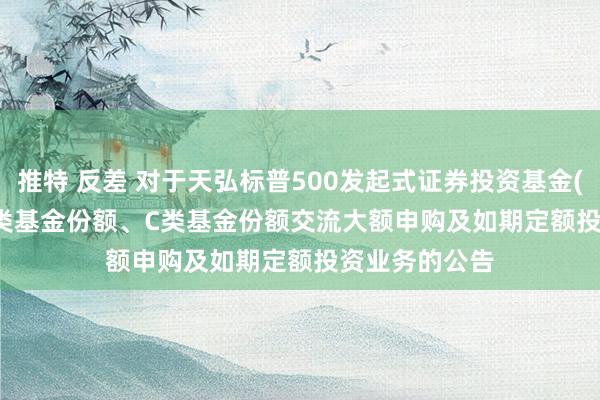 推特 反差 对于天弘标普500发起式证券投资基金(QDII-FOF)A类基金份额、C类基金份额交流大额申购及如期定额投资业务的公告