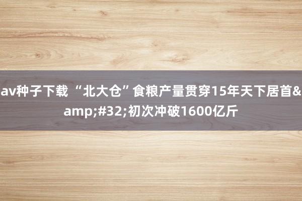 av种子下载 “北大仓”食粮产量贯穿15年天下居首&#32;初次冲破1600亿斤