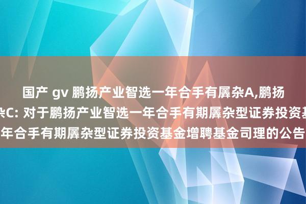 国产 gv 鹏扬产业智选一年合手有羼杂A，鹏扬产业智选一年合手有羼杂C: 对于鹏扬产业智选一年合手有期羼杂型证券投资基金增聘基金司理的公告