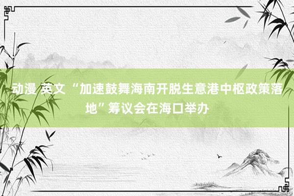 动漫 英文 “加速鼓舞海南开脱生意港中枢政策落地”筹议会在海口举办