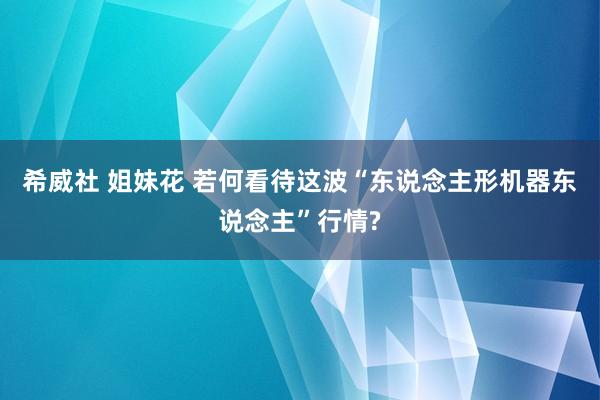 希威社 姐妹花 若何看待这波“东说念主形机器东说念主”行情?