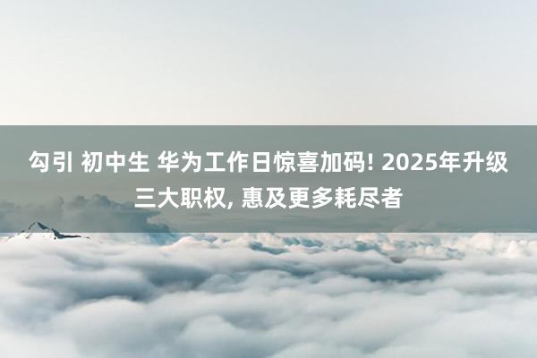 勾引 初中生 华为工作日惊喜加码! 2025年升级三大职权， 惠及更多耗尽者