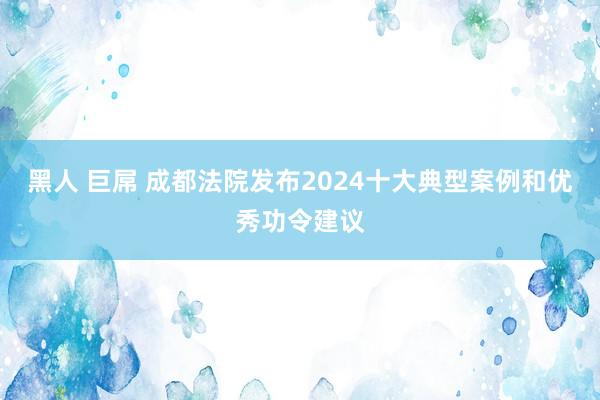 黑人 巨屌 成都法院发布2024十大典型案例和优秀功令建议