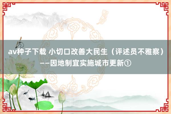 av种子下载 小切口改善大民生（评述员不雅察）——因地制宜实施城市更新①